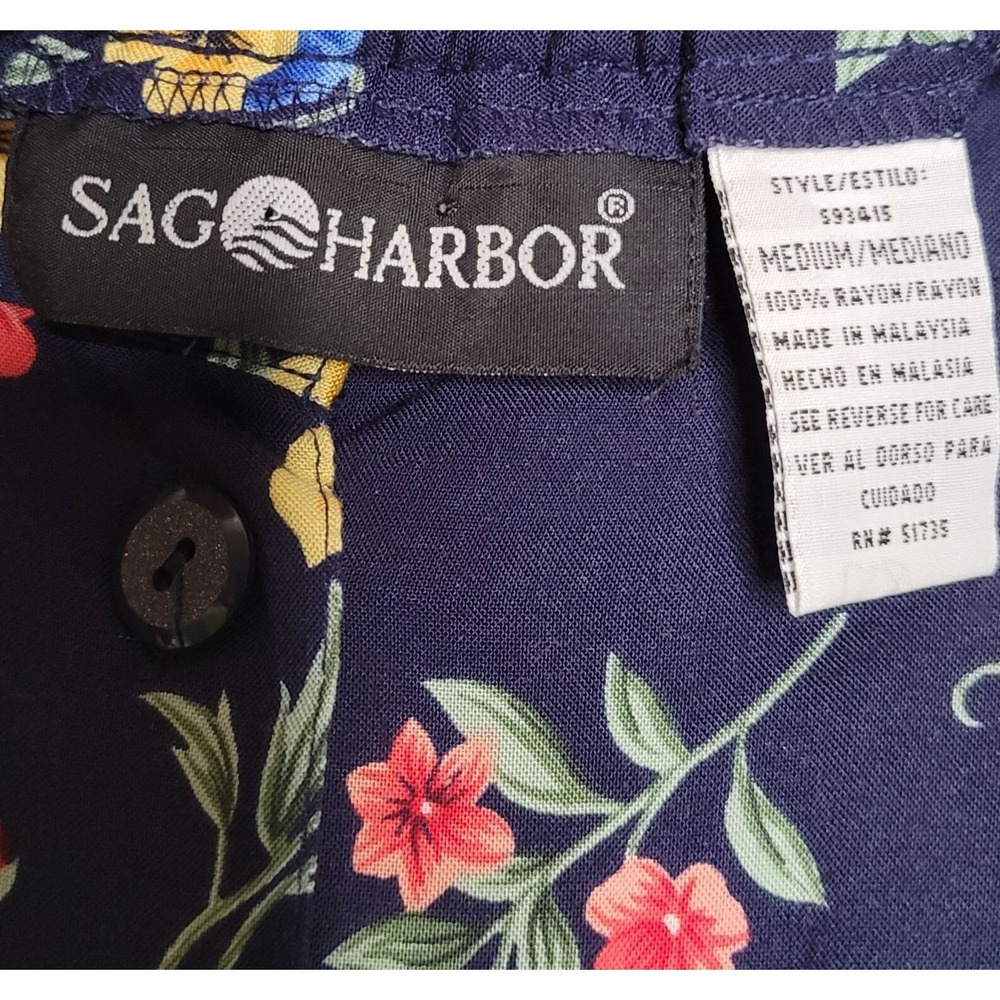 Vintage Cottagecore Modest Navy Blue Floral Button Front Midi Skirt Medium - Picture 5 of 5